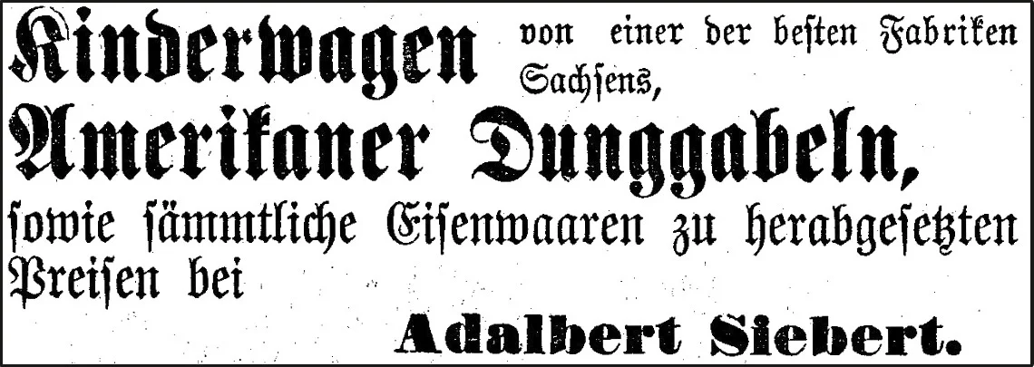 Anzeige von Adalbert Siebert im Kreisblatt Hünfeld, 1881